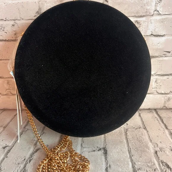 Floral Embellished Black Round Bag - Picture 2 of 6